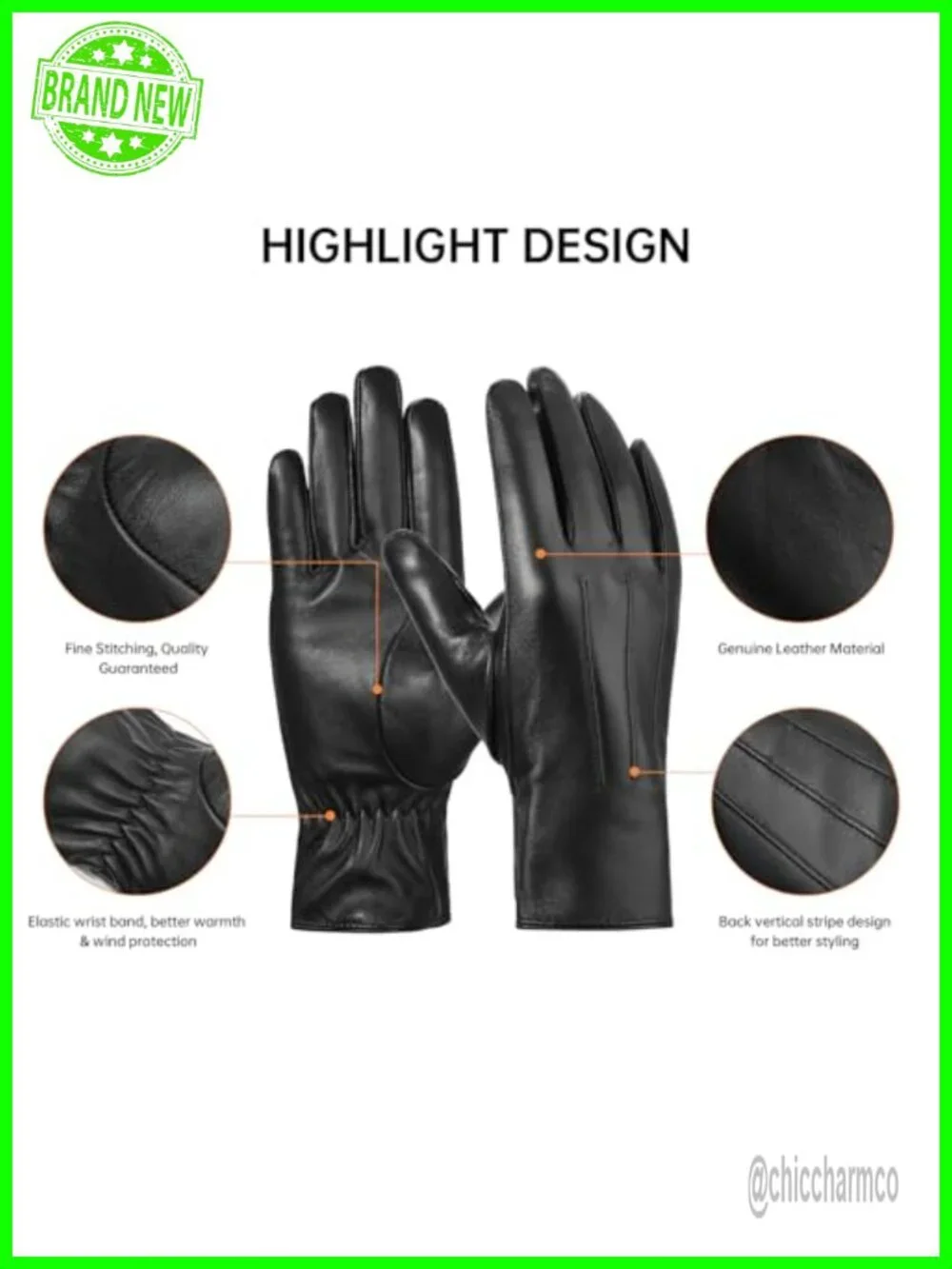 Genuine Sheepskin Leather Cashmere Lined Touchscreen Winter Gloves